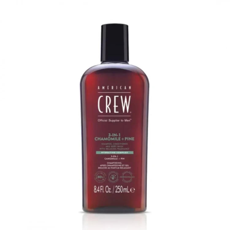 American Crew 3-in-1 Szampon, żel pod prysznic i odżywka do włosów Chamomile Pine 250ml.jpg.webp
