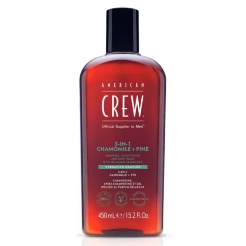 American Crew 3-in-1 Szampon, żel pod prysznic i odżywka do włosów Chamomile Pine 450ml.jpg.webp
