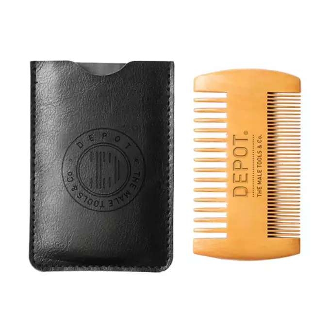 Depot 739 Drewniany grzebień do brody z etui.webp