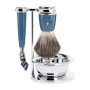 Muhle Rytmo Zestaw do golenia 4-częściowy - Maszynka na wkłady gillette fusion, pędzel włosie borsuka oraz kolor delikatnego turkusu.webp