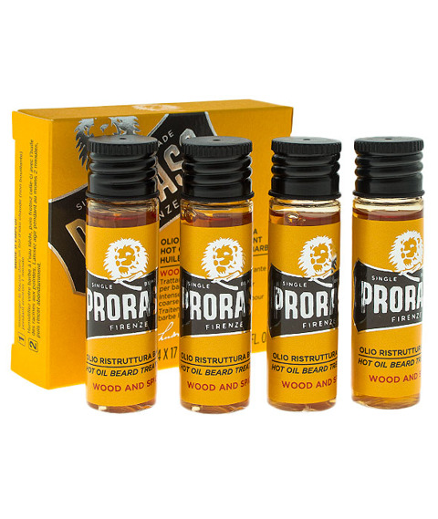 Zestaw olejków Beard Hot Oil Wood and Spice 4x17ml Proraso